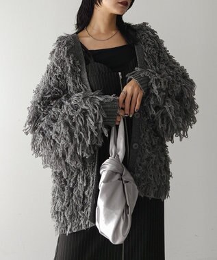 Green Parks フリンジニットカーディガン Gray