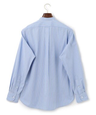 J.PRESS MEN 【WEB限定】ポプリンストライプ バックブルバンドカラーシャツ サックスブルー系1