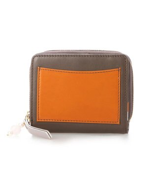 UNBILLION perche ジェムストーンチャームハーフラウンドウォレット オーク