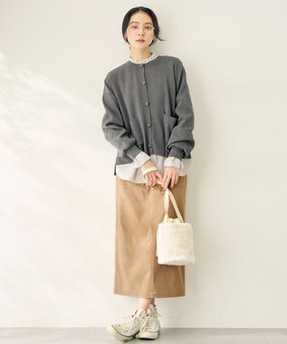 ANY L エニィファンクションハイネックブラウス グレーストライプ