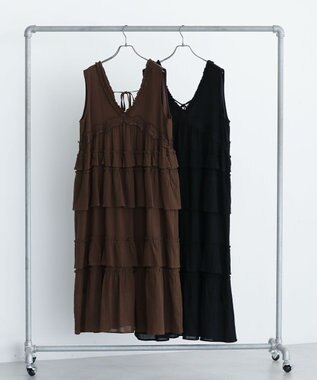 Green Parks ■ＥＳＣＡＲ　レース×コットンティアードワンピース Brown