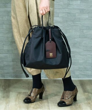 style code 【PADMA/パドマ】カードケース付　ナイロン巾着トートバッグ ネイビー