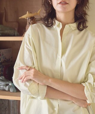 AMERICAN HOLIC イージーケアブロードシャツ Stripe Yellow