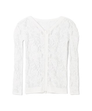 Chacott 【ノーソーイングニット】レーシージップアップニットトップ パールグレー