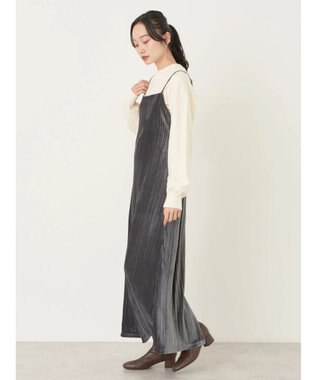 earth music&ecology ベロアプリーツキャミワンピース Gray