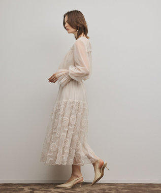 GRACE CONTINENTAL 刺繍チュールスカート キナリ