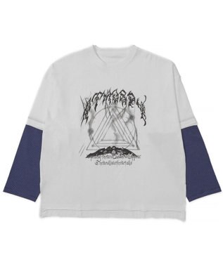 WEGO フェイクレイヤードグラフィックT（LS） ブルーボーダー