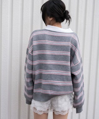 WEGO ポロニットプルオーバー グレーボーダー