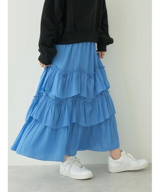 earth music&ecology ランダムティアードボリュームスカート Blue