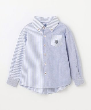 J.PRESS KIDS 【100-130cm】オックスフォード ストライプコンビシャツ ブルー系1