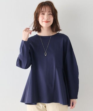 ANY ジョーゼット裏起毛ペプラムプルオーバー ネイビー