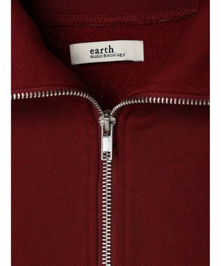 earth music&ecology ハーフジップロゴチュニック Burgundy