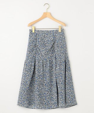 組曲 フラワーレイヤープリント ギャザースカート ブルー系5