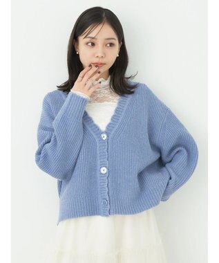 earth music&ecology スカラップニットカーディガン