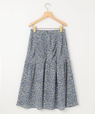 組曲 S フラワーレイヤープリント ギャザースカート ブルー系5