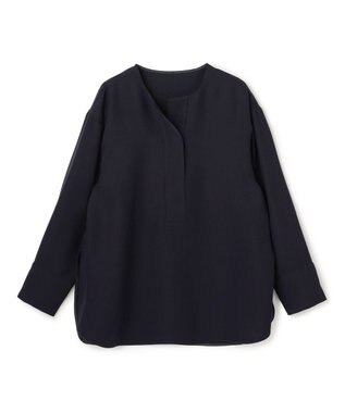 UNFILO 【セットアップ着用可/セレモニー】ドライダブルクロス スキッパーブラウス ネイビー