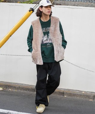 WEGO フェイクファーBIGベスト グレー