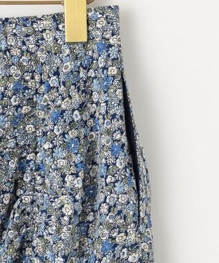 組曲 フラワーレイヤープリント ギャザースカート ブルー系5