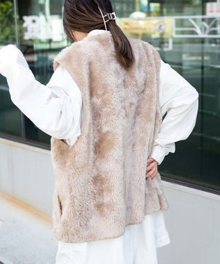 WEGO フェイクファーBIGベスト グレー