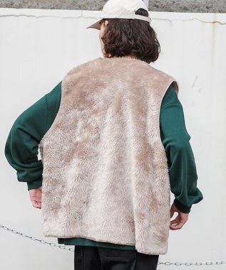 WEGO フェイクファーBIGベスト グレー