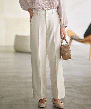 組曲 S 【WEB限定】ベーシックダブルクロス ワイドストレートパンツ アイボリー系