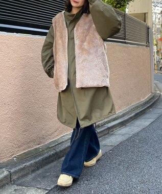 WEGO フェイクファーBIGベスト グレー