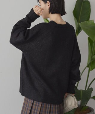 AMERICAN HOLIC ラグランラメニットプルオーバー Black