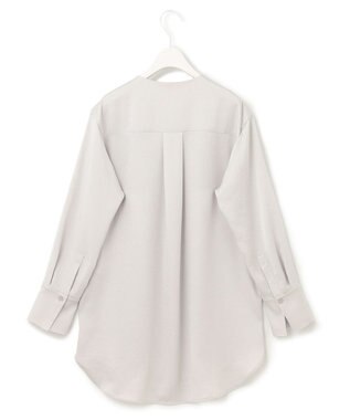 ICB 【洗える】 サテンクレープ ノーカラーブラウス トープ系