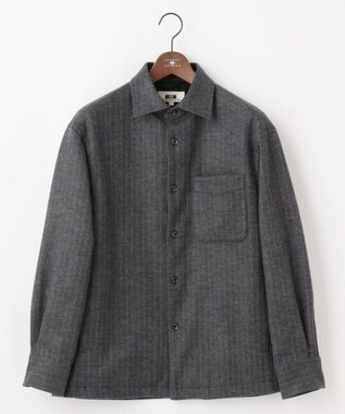 JOSEPH ABBOUD 【軽量/ストレッチ/尾州が誇る上質素材 】ウールミルドジャージーシャツ グレー系ストライプ