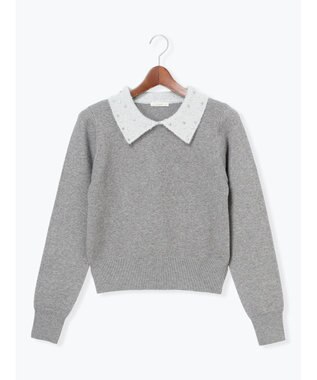 Te chichi ラメフェザーデコラカラーニット グレー