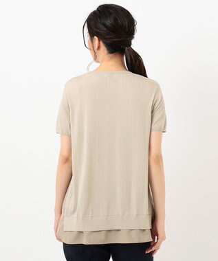 J.PRESS LADIES 【洗える】レーヨンストレッチ レイヤードニット ベージュ系