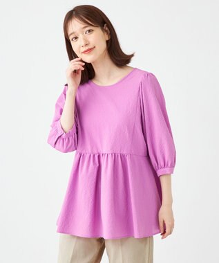 SHARE PARK LADIES ソフトタッチギャザーブラウス ピンク系