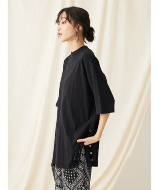 CRAFT STANDARD BOUTIQUE モックネックリングドットチュニック Black