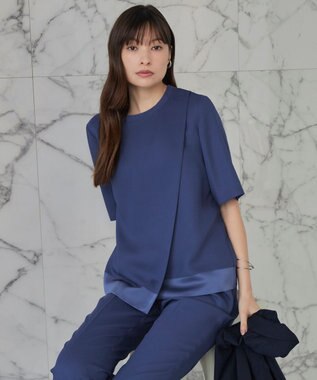 ICB 【新色追加・接触冷感・UVケア・速乾・洗える】 FluidBackSatin Tブラウス ブルーベリー系