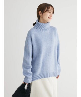 Green Parks ｆｕｗａっとメランジタートルニットプルオーバー Sax