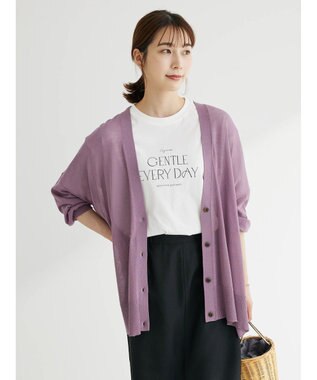 Green Parks 接触冷感シアーニットカーディガン Purple