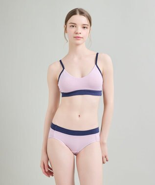 une nana cool 綿ベア天竺 カラーブロッキング ノンワイヤーブラジャー ピンク