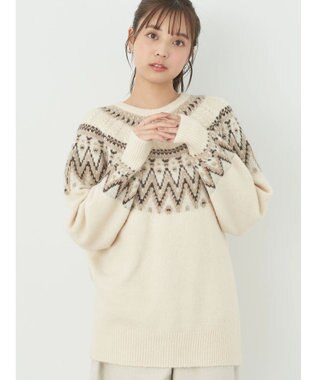 earth music&ecology オーロララメノルディックチュニック Ivory