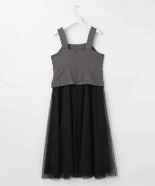 Feroux フレアチュール ジャンパースカート グレー系