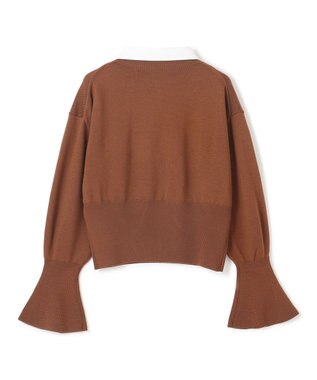 BEIGE， 【WEB限定】AMBRE / シャツカラー付きニット Camel