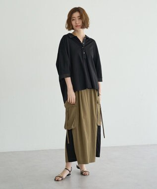 YECCA VECCA 【UVカット/接触冷感/遮熱】COOLカーゴロングスカート Charcoal Gray