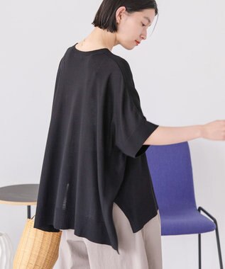 AMERICAN HOLIC 接触冷感サイドスリットニットプルオーバー Black