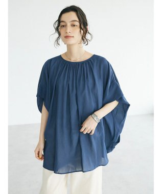 CRAFT STANDARD BOUTIQUE ウ゛ィンテージボイル２ＷＡＹタックブラウス Deep Blue