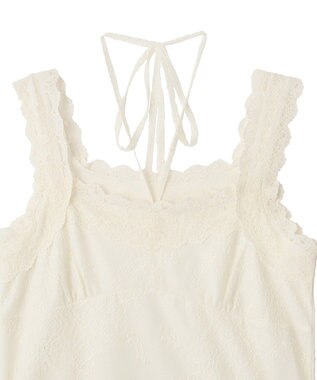earth music&ecology 総レースホルターネックキャミソール Off White