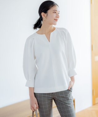 組曲 L タックスリーブカルゼ カットソー アイボリー系