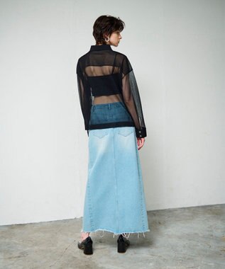 GRACE CONTINENTAL デニムタイトロングスカート サックス