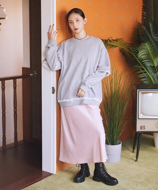 earth music&ecology レーススウェットプルオーバー Gray