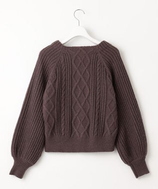 Feroux 【洗える】金釦ケーブル ニット ダークブラウン系