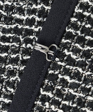 ANY SIS シャイニーストレッチツイード ノーカラージャケット シャンブレーネイビー