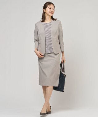 J.PRESS LADIES 【セットアップ対応・洗える・撥水】コットンFITTY スカート ベージュ系1